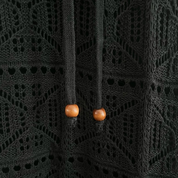 Pomander Place Tuckernuck Kai Black Crochet Knit Mini Boho Dress Size Small - Picture 8 of 12